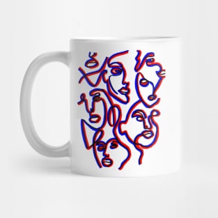 Red and Blue Faces Mug